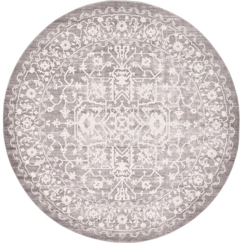 Tapis oriental Folkeste, Rond 8 pi, Gris