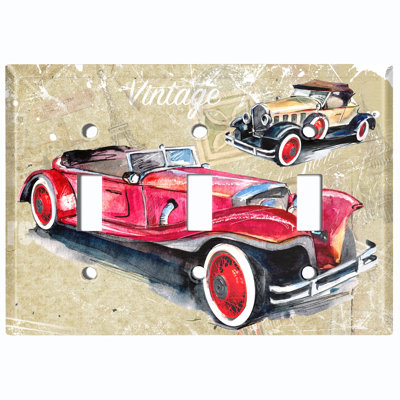 Transportation Themed 3 - Gang Toggle Light Switch Standard Wall Plate