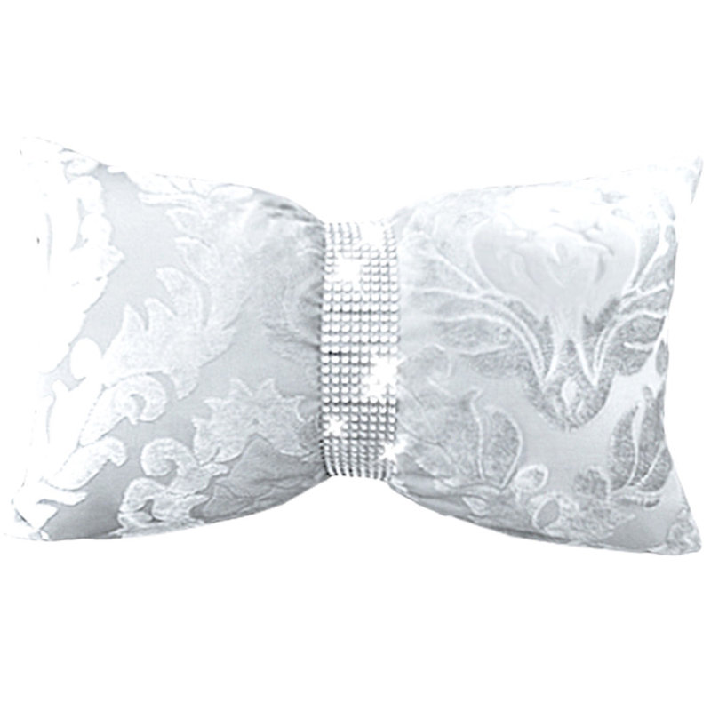 Nadia Damask White Rectangular Lumbar Cushion