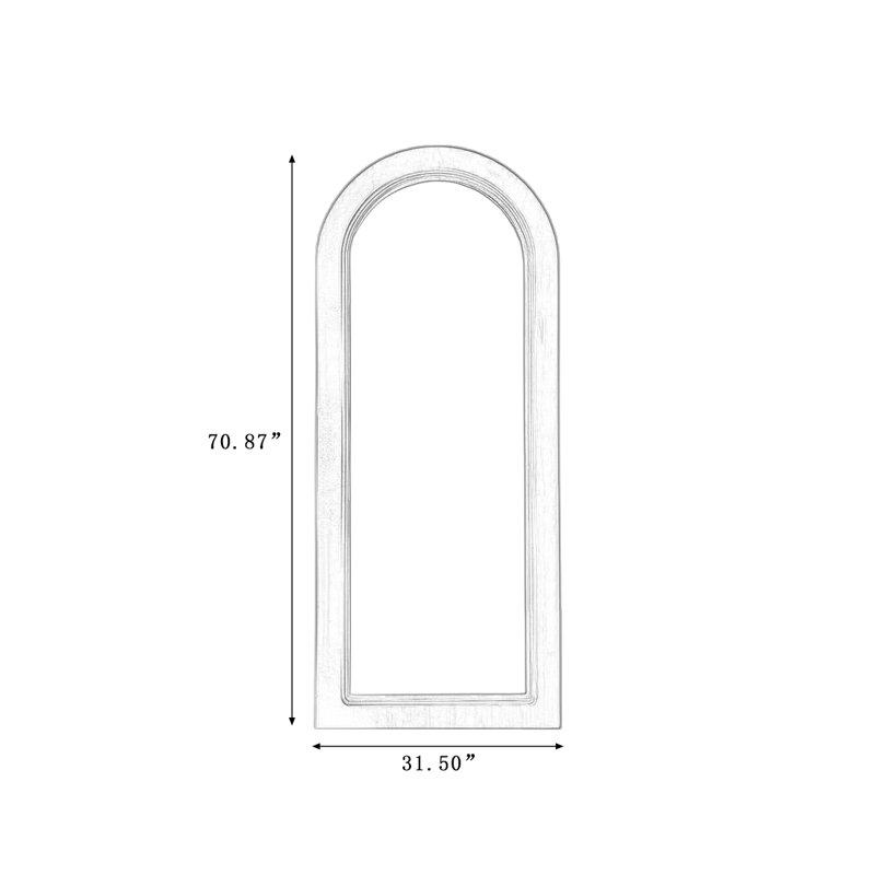 Miroirs pleine longueur demi-cercle en bois manufacturé, 70.87" H x 31.5" W