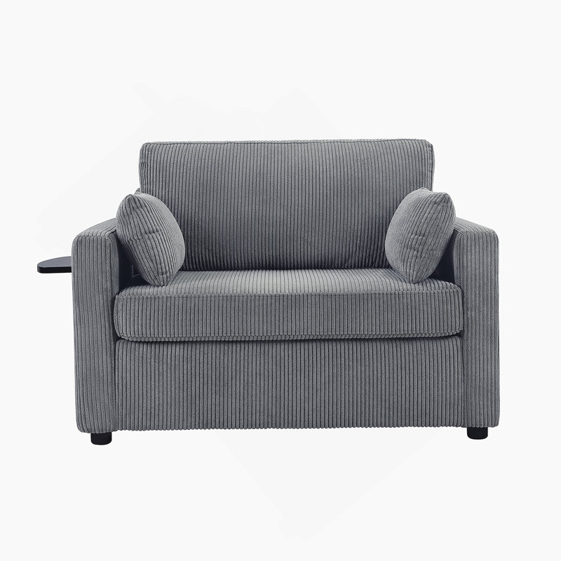 Canapé-lit simple polyvalent avec matelas pliable, table d'appoint pliable, poche de rangement latérale et ports USB pour des espaces de vie compacts