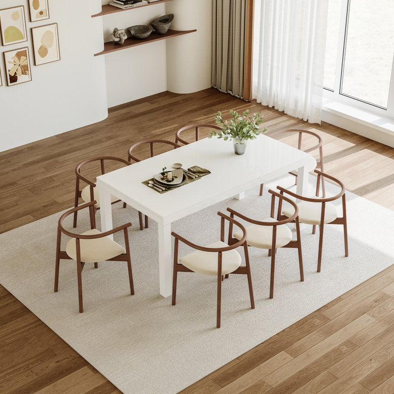 67 inch High Gloss Dining Table, White Gloss 1.5 7inch Thick Kitchen Table