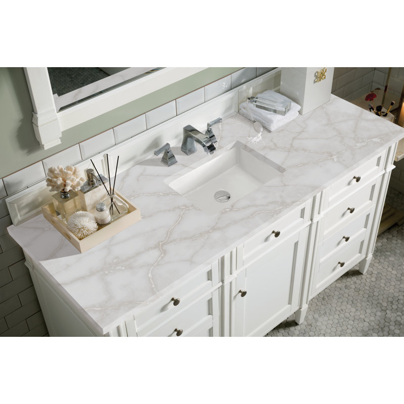 Brittany 60'' W Single Vanity, Bright White, Victorian Silver