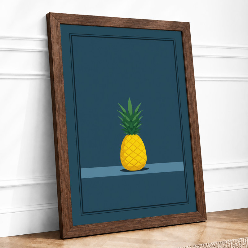 Geometric Pineapple Minimalist - Framed Print, Walnut, A1 - 84.1 x 59.4 cm