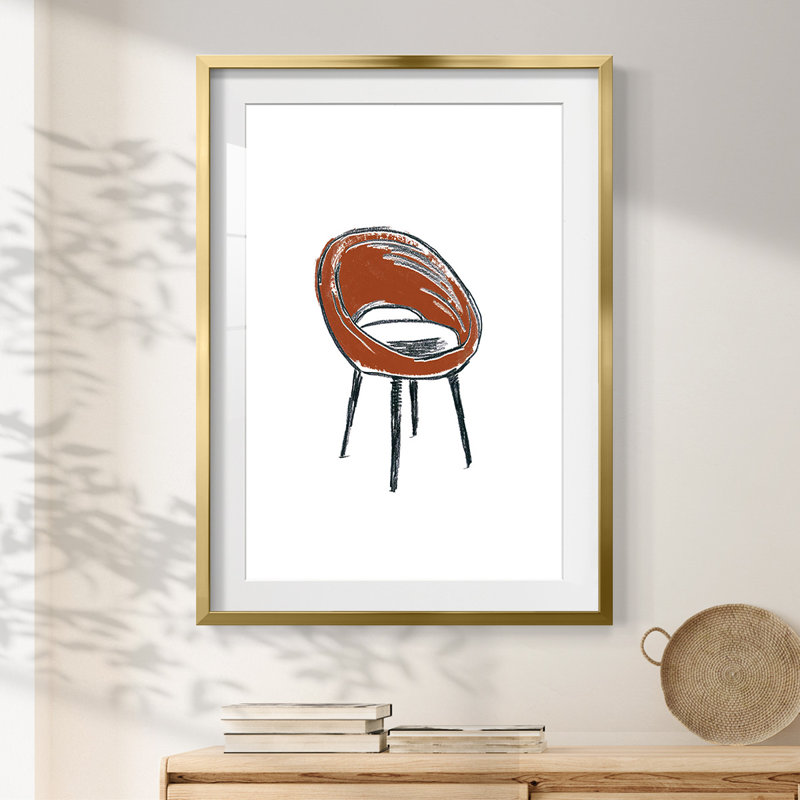 Take a Seat V -Framed Print, 28.5" H x 20.5" W, Gold