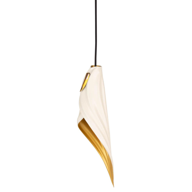 Xavier Clarisse Medium Embossed Leather Pendant Light, 18'' H x 5.5'' W x 5.5'' D, Bone