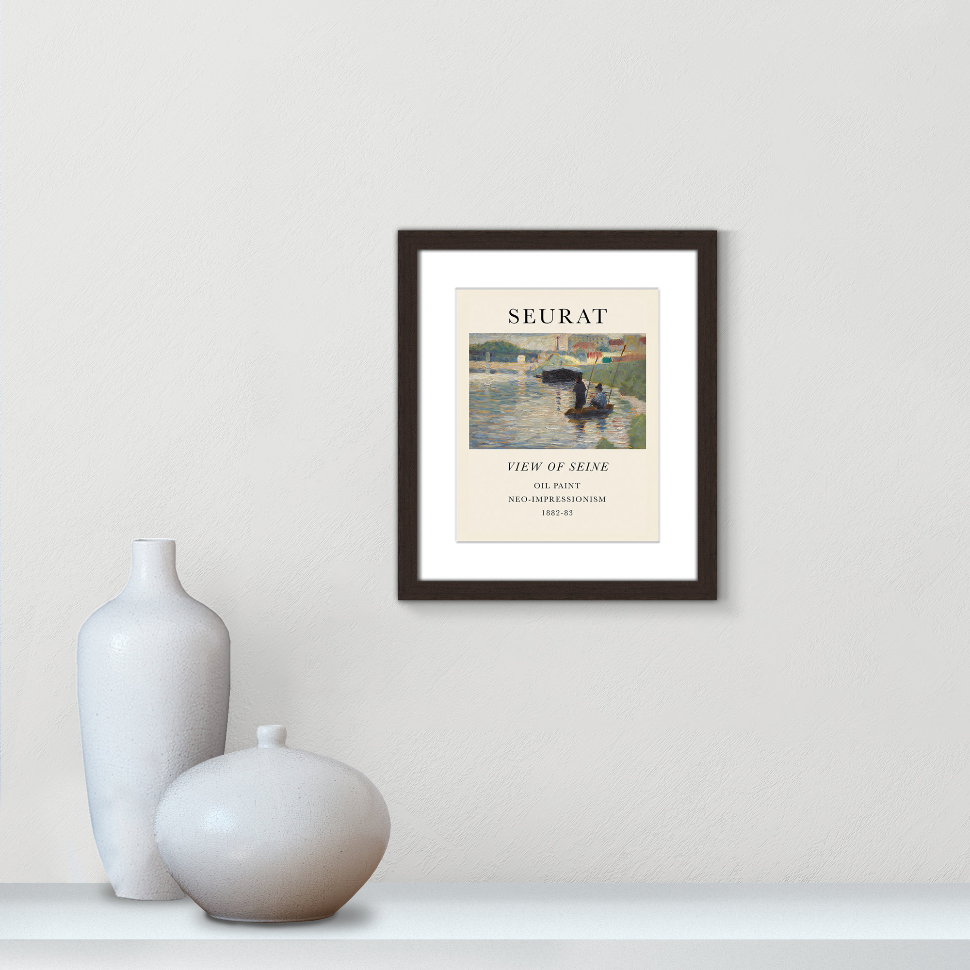 View Of Seine by Georges Seurat, 15" H x 13" W x 1.25" D, Walnut Single Picture Frame, Yes