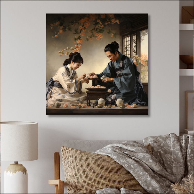Asian Art Harmony in Tea X - Décoration murale asiatique en métal, H 16 po x l 16 po x P 1 po