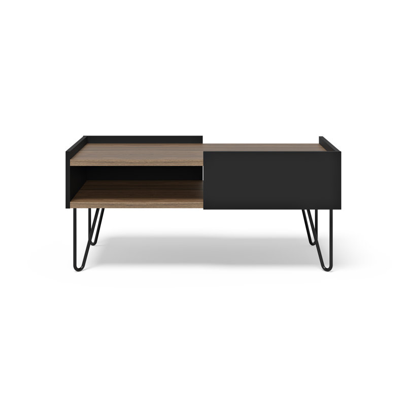 Tynan Frame Coffee Table with Storage, Walnut/Black