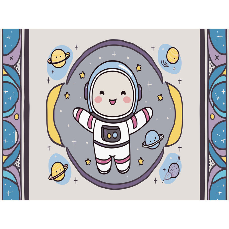 Tapis pour enfants Isabelle & Max ™ Space Planets Astronauts, Rectangulaire 8 pi x 10 pi