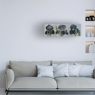 Wrapped Canvas Wall Art - Gail Fraser 'Iris Reverie - Horizontal Panel' Wall Art for Living Room, Bedroom, or Office Décor  - 8x24