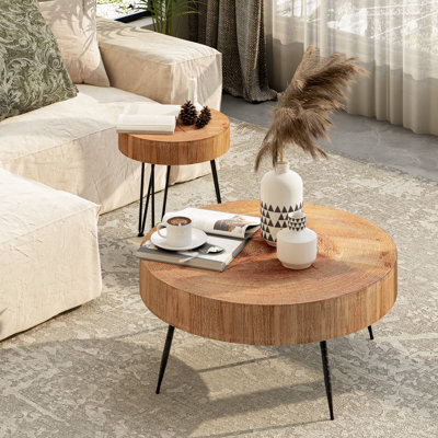 Ensemble de table de salon rustique 2 pièces Amreet Farmhouse