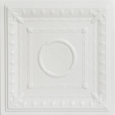 Tuile de plafond en polystyrène à collage romane 1,6 pi x 1,6 pi Romanesque Wreath