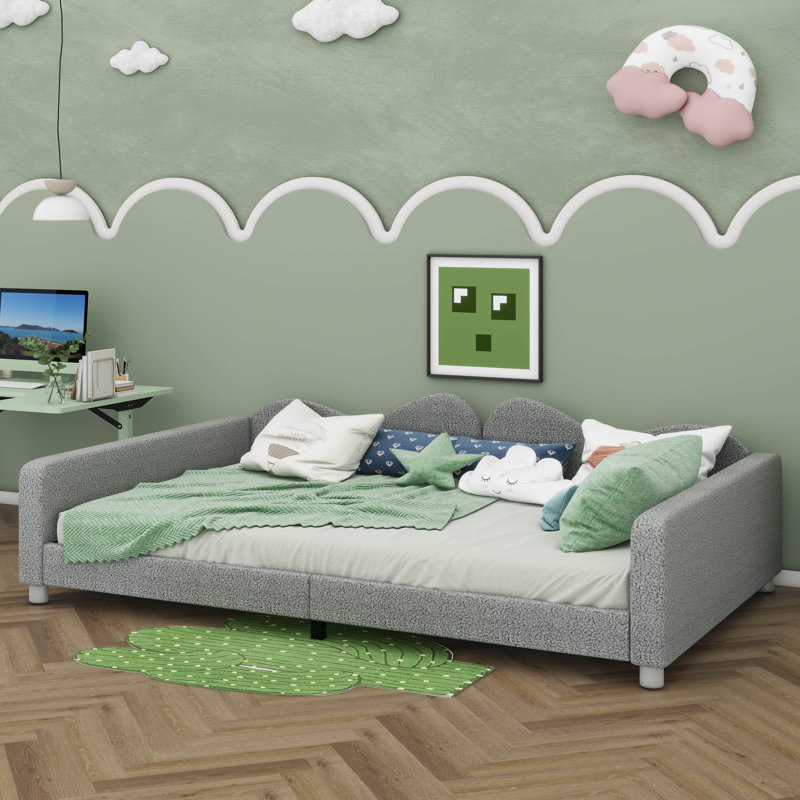 Sofabed With A Cloud-Shaped Backrest And Upholstered Seating, Twin, Grey