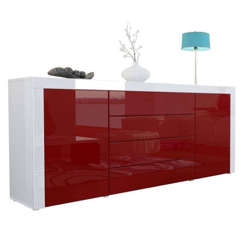 Sideboard Mccutcheon, White (Glossy)/Oak/White (Glossy)