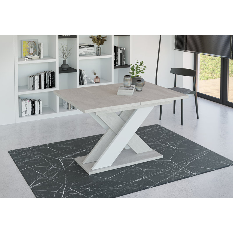 Extendable Dining Table Alysan, Light Grey/White