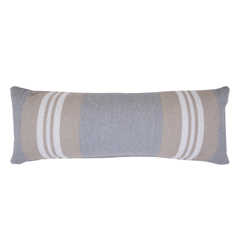 Housse de coussin rectangulaire en coton à rayures Club, Gris / brun clair rayé 1, Housse de coussin seulement - sans coussin