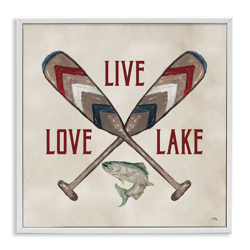 «Live Love Lake Oars», estampe numérique par Elizabeth Medley, Estampe numérique encadrée blanc bord de mer