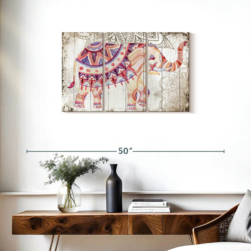 Éléphant mandala en bois Brampt, H 20 po x l 33 po