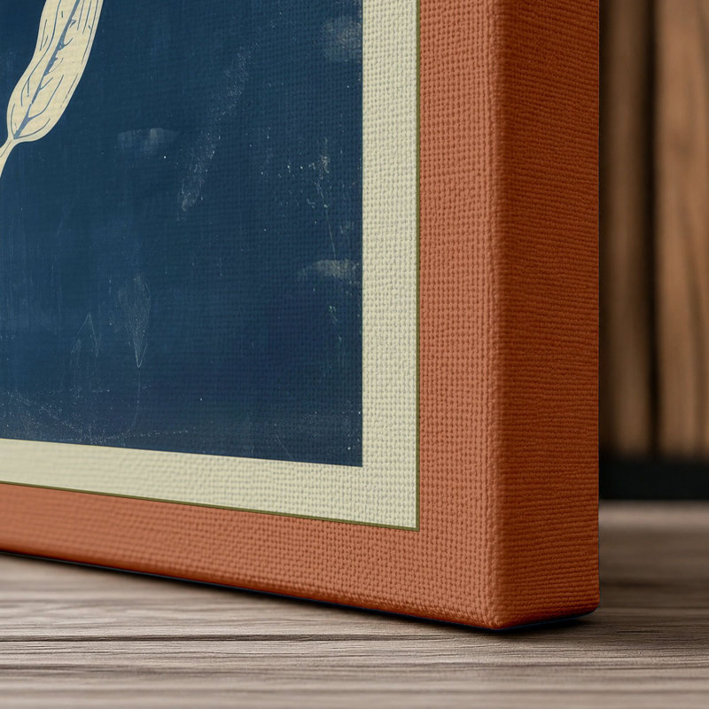 Study in Blue Botanical - Wrapped Canvas, 18x12 - 45.7 x 30.5 cm, Terracotta Border