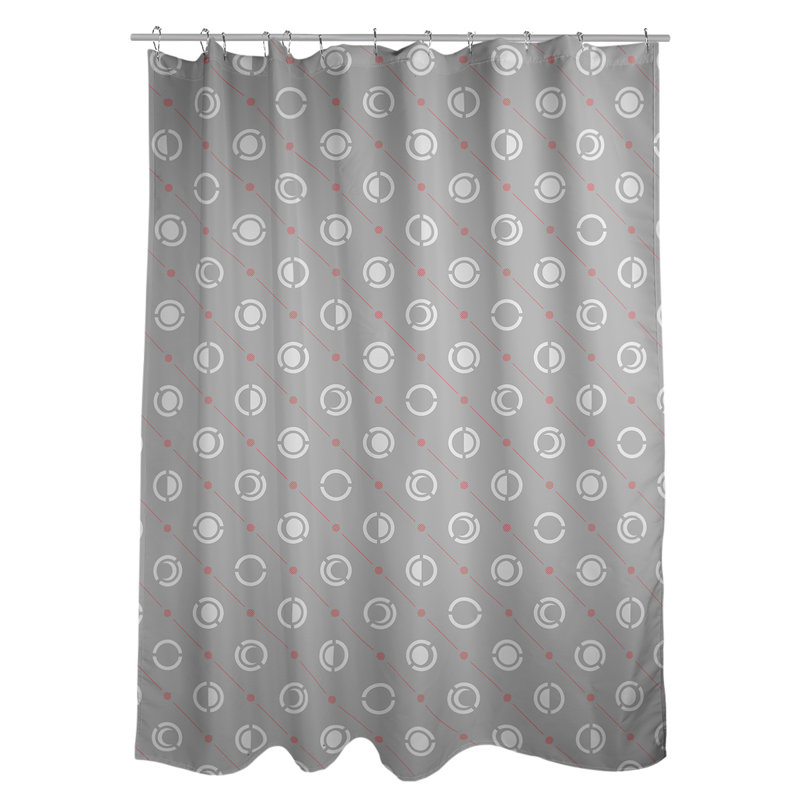 Rideau de douche à phases simples classic moon Noira Gothard, Décoration rouge / blanc