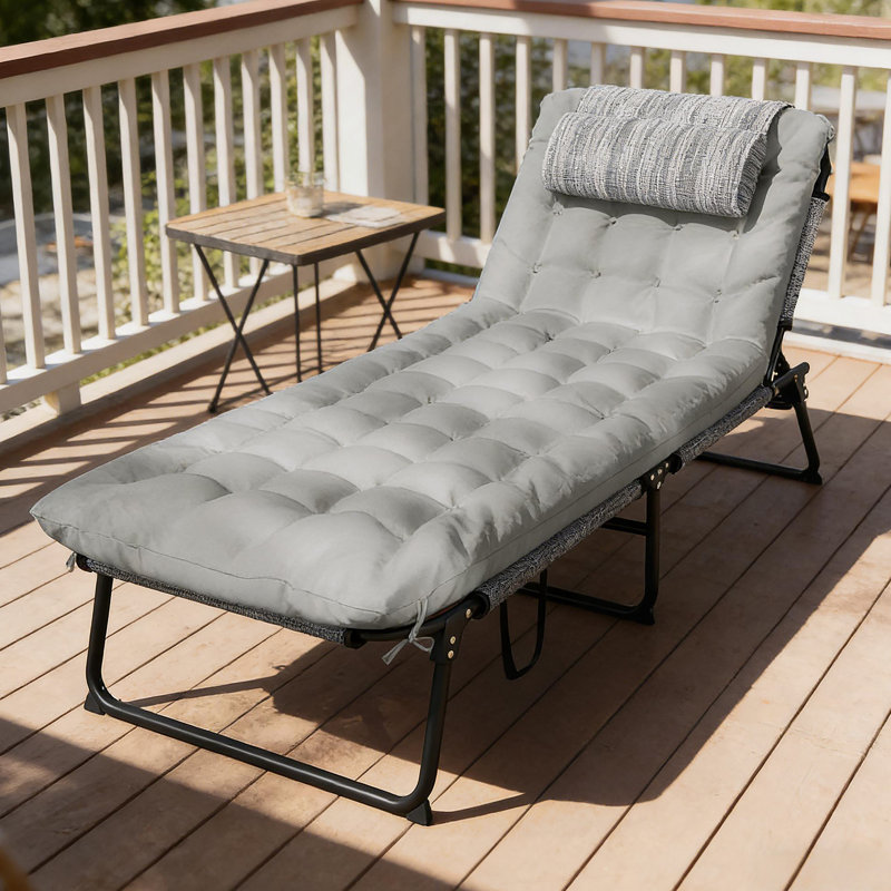 Chaise longue d'extérieur, chaise longue pliante, Gris