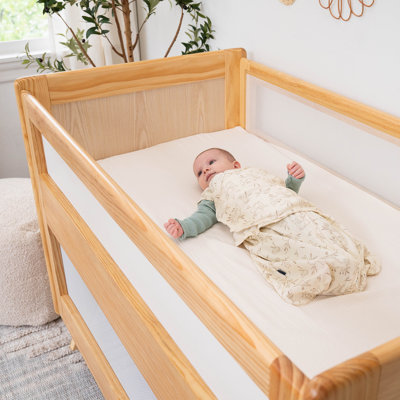 HALO 3-in-1 Breathable Mesh Convertible Crib with Toddler Bed Conversion Kit, Natural