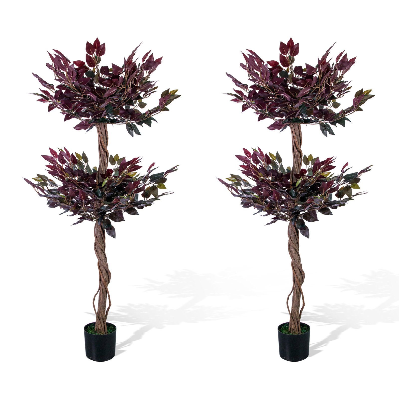 Primrue 2 Pack Artificial Ficus Tree-6 ft Tall Faux Banyan Tree with ...