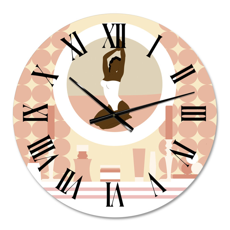 Horloge murale moderne Empowered Cosmic Women Geometric Goddess Series - noir et rouge, Moyen