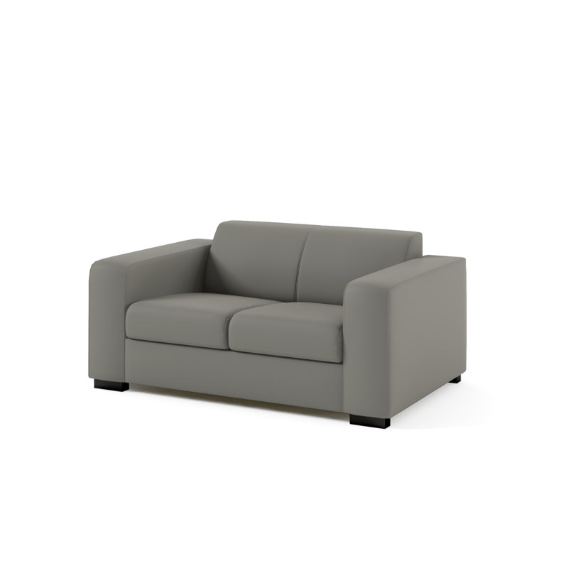 Kaylie 2 Seater Faux Leather Loveseat, Grey