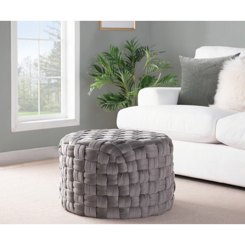Repose-pieds rond en velours de 24 po, Grey, Gris