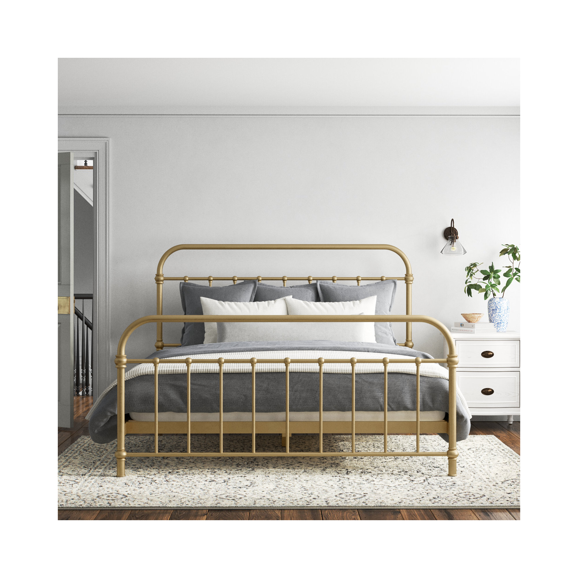 Niles Metal Bed, Antique Bronze, King