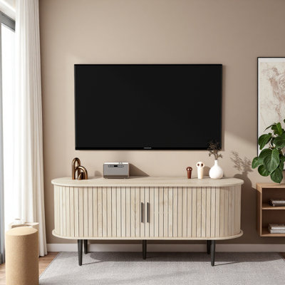 TV Stand, 47" Modern TV Console Table With Storage Compartment And Sliding Door