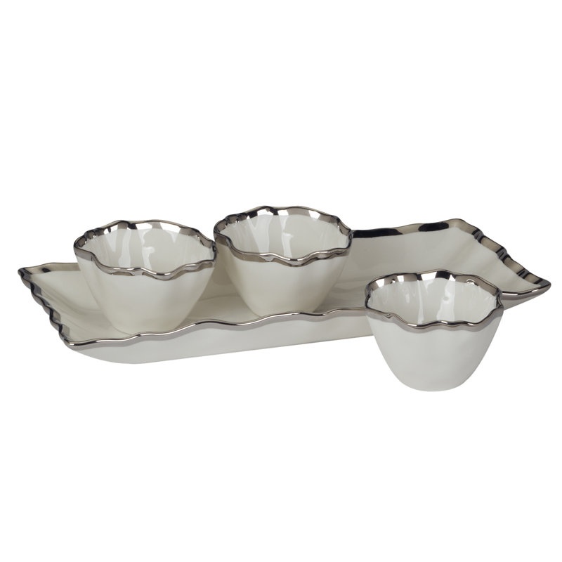 Plateau et bols à condiments 14,25 po Regency Silver