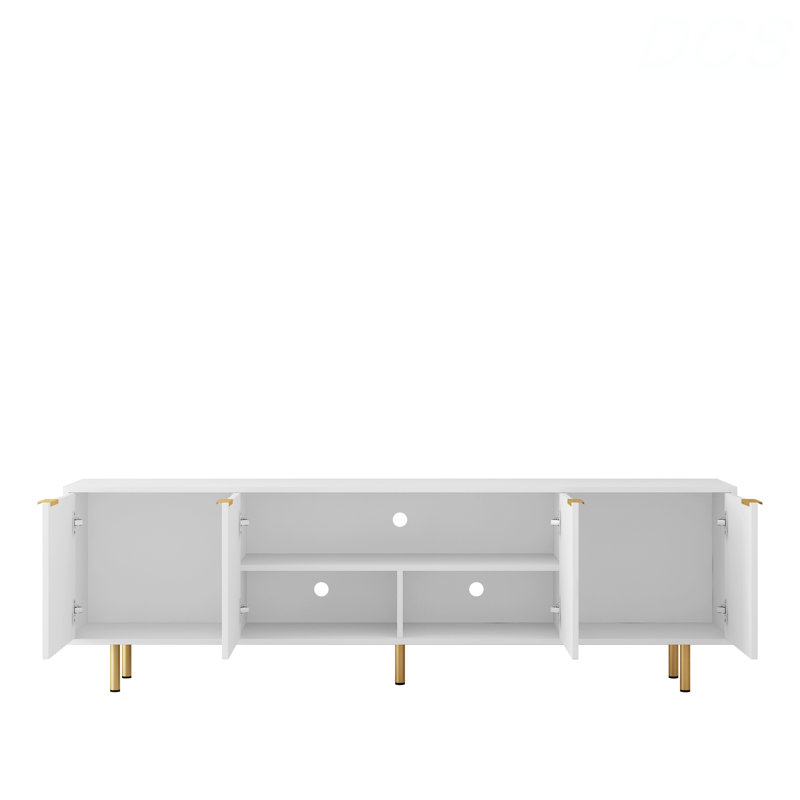 Modern TV Stand Fluted 68" T, Entertainment Center With Storage Doors, TV Console Media Cabinet,  For 55+ Inch TV, Living Room, TV Stand