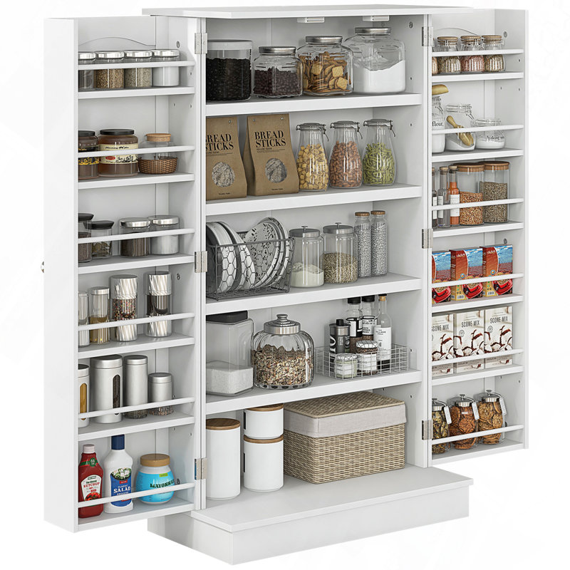 Armoire de rangement pour garde-manger avec étagère à 5 niveaux, 12 étagères à épices