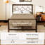 Lit plateforme vintage en métal Avren avec tête et pied de lit, design géométrique, sommier non requis-1063910018-1063910076