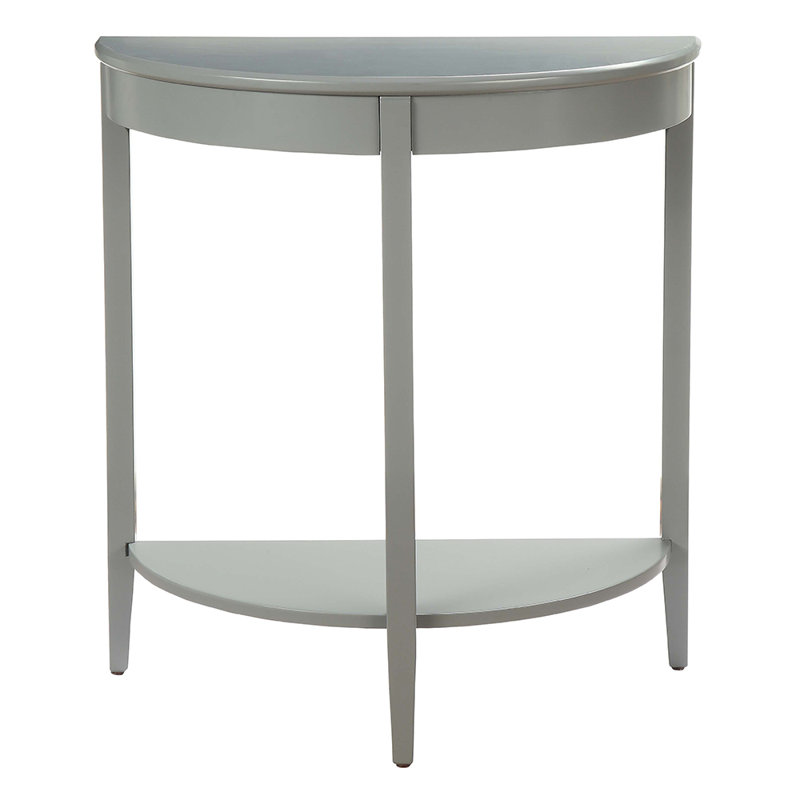 Florissant Transitional Half Moon Console Table with Bottom Shelf, Gray