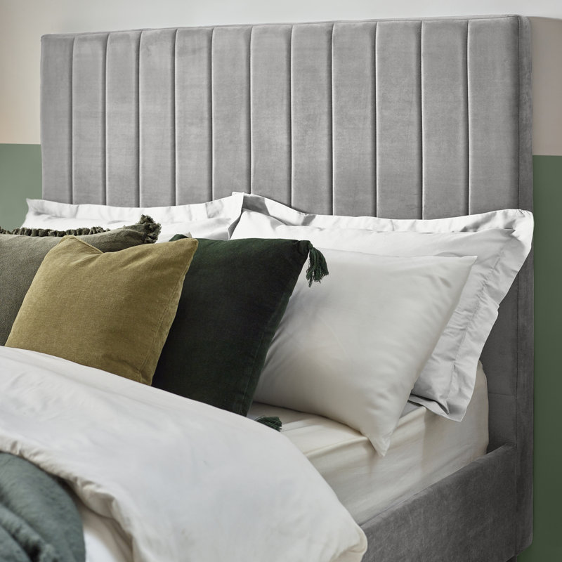 Mirriah Luxury Fabric Upholstered Bed - Crisp Minimalist Design, Double (4'6), Light Grey