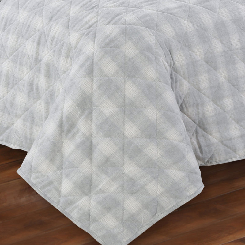 Ensemble de courtepointe réversible Huntington Grey, Courtepointe simple et 1 taie décorative