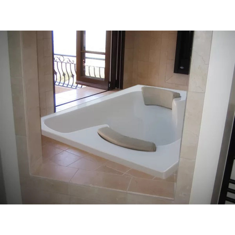 Baignoire encastrée murale 72 po x 59,75 po Designer, Os, Nickel satiné
