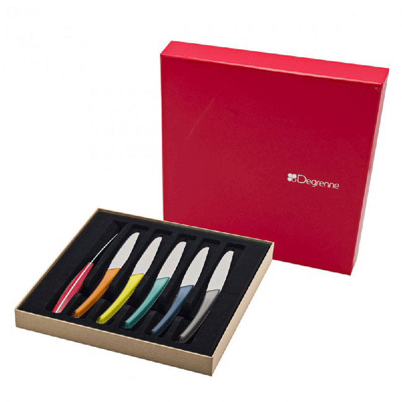 Quame 6 - Piece Stainless Steel, Yellow/Blue/Red