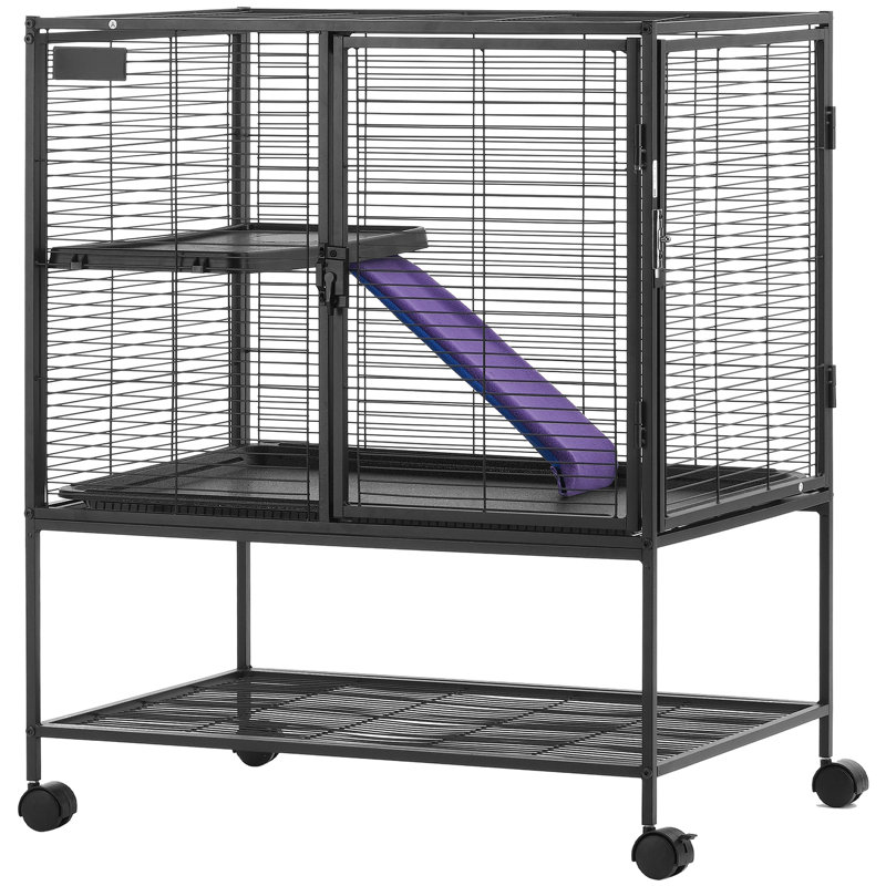 2 cage en métal pour furets et autres petites créatures, taille 36 po, rampe antidérapante, plateau en ABS, cage pour animaux rouille, grande, stable recouverte de tissu, idéale