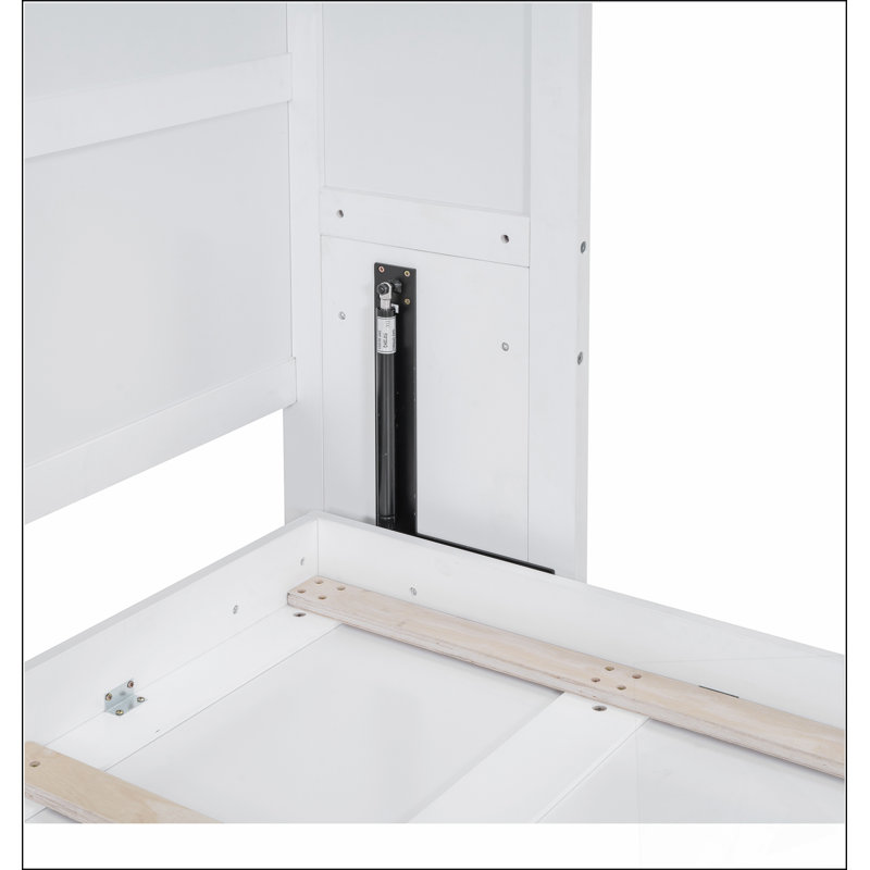 Grand lit escamotable mural avec armoires, grand, Blanc