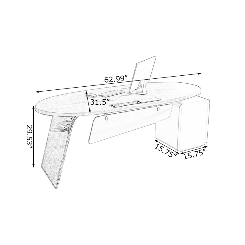 Bureaux ovales bruns en bois massif, H 1,97 po x l 62,99 po x P 31,5 po