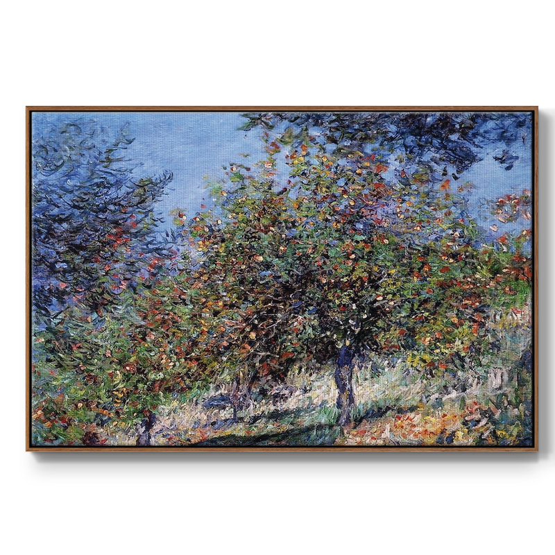 Pommiers sur la colline Chantèmesle, 1878, Cadre noyer, H 27 po x l 41 po x P 2 po