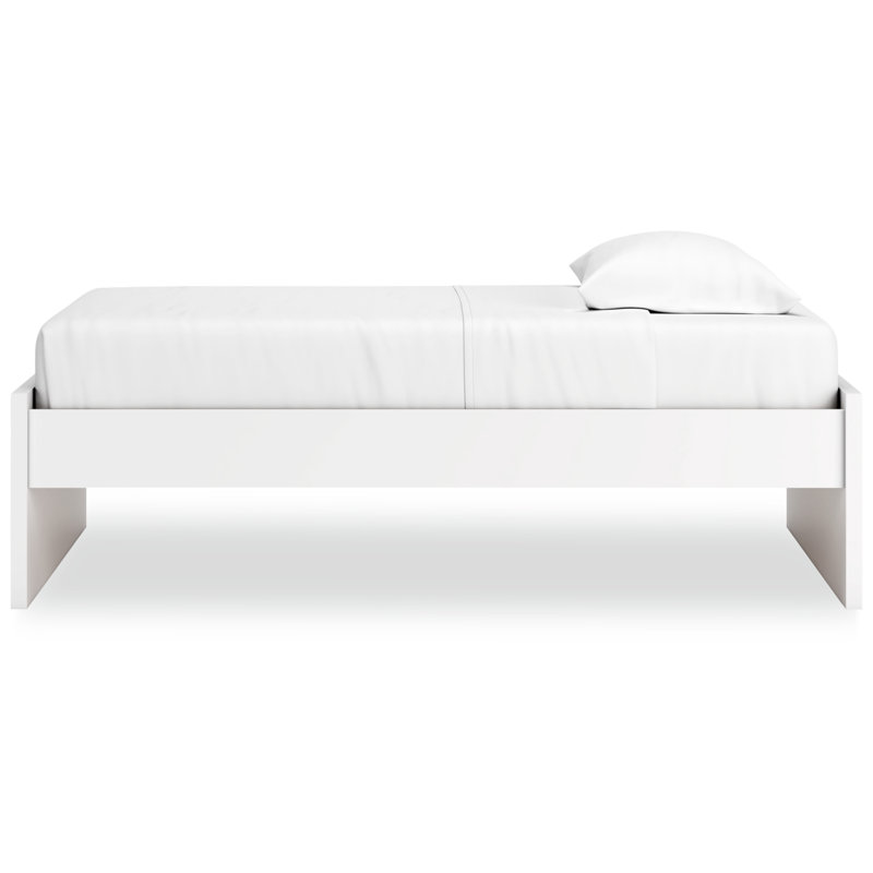Lit plateforme simple Dunagan, Lit simple, Blanc
