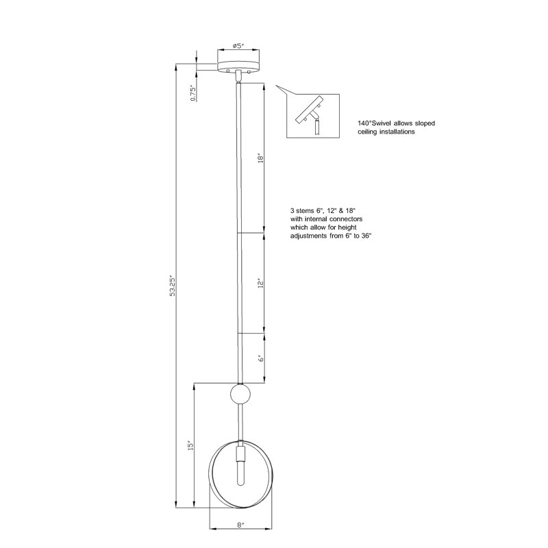 Luminaire tambour suspendu 1 lumière hinnenkamp