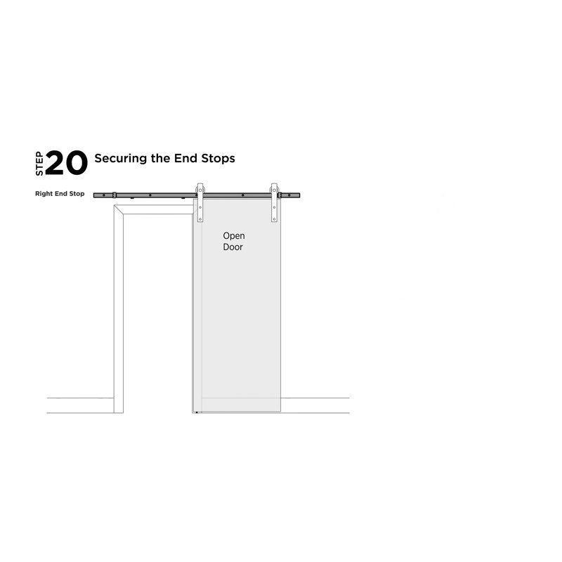 Brushed White Single Door Barn Door Hardware Kit