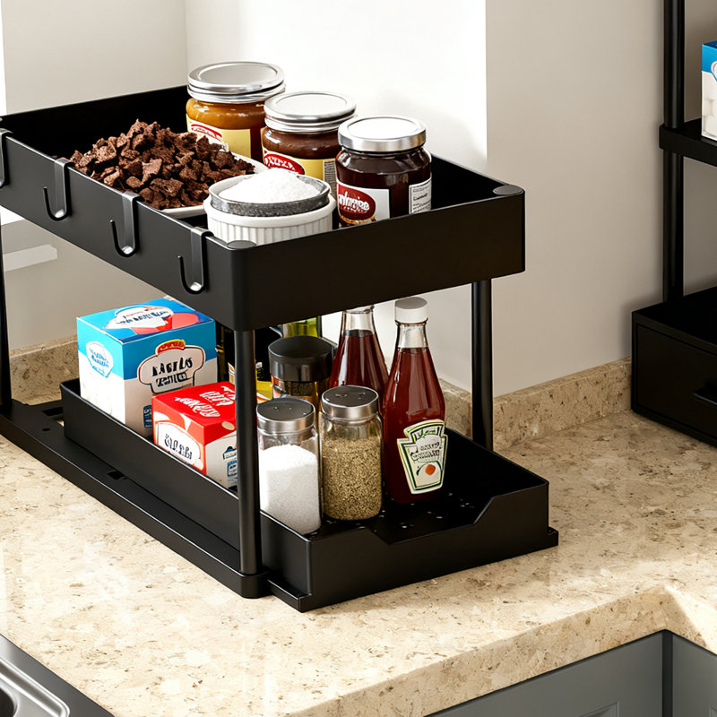 Organisateurs de rangement coulissants polyvalents, organisateurs sous évier / armoire et rangement pour salle de bain et cuisine